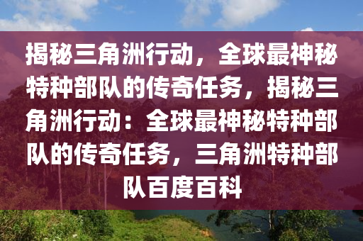 揭秘三角洲行动，全球最神秘特种部队的传奇任务，揭秘三角洲行动：全球最神秘特种部队的传奇任务，三角洲特种部队百度百科