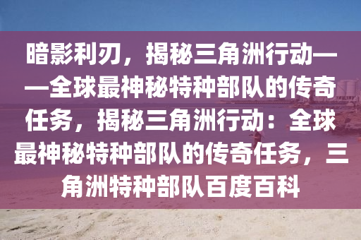 暗影利刃，揭秘三角洲行动——全球最神秘特种部队的传奇任务，揭秘三角洲行动：全球最神秘特种部队的传奇任务，三角洲特种部队百度百科