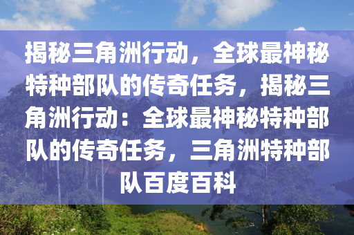揭秘三角洲行动，全球最神秘特种部队的传奇任务，揭秘三角洲行动：全球最神秘特种部队的传奇任务，三角洲特种部队百度百科