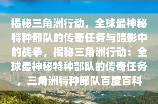 揭秘三角洲行动，全球最神秘特种部队的传奇任务与暗影中的战争，揭秘三角洲行动：全球最神秘特种部队的传奇任务，三角洲特种部队百度百科