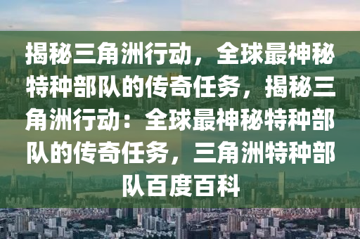 揭秘三角洲行动，全球最神秘特种部队的传奇任务，揭秘三角洲行动：全球最神秘特种部队的传奇任务，三角洲特种部队百度百科