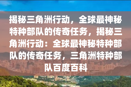 揭秘三角洲行动，全球最神秘特种部队的传奇任务，揭秘三角洲行动：全球最神秘特种部队的传奇任务，三角洲特种部队百度百科